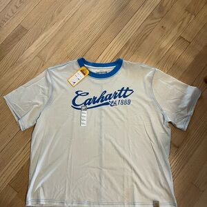 Carhartt Women's TENCEL Fiber Ringer Short Sleeve Graphic Women’s White and Blue